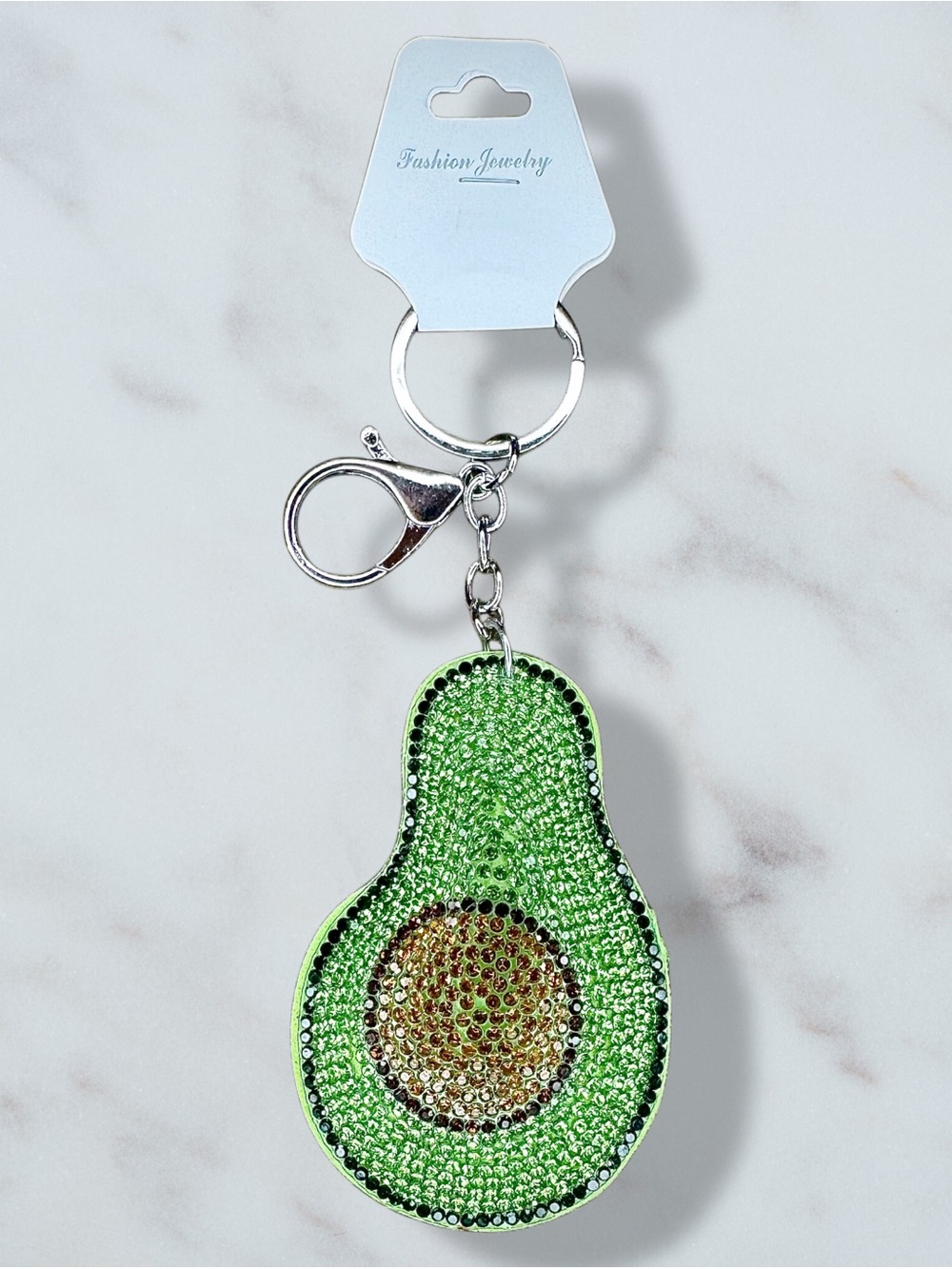 Avocado Rhinestone Charm Keychain